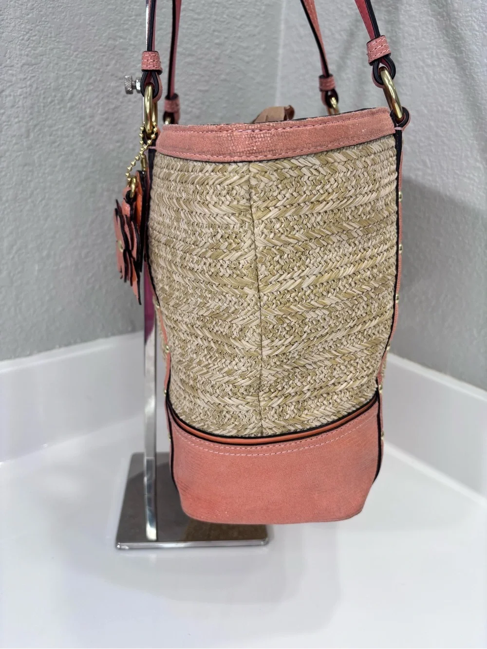 Coach Alexandra Python Straw Tote - Picture 3 of 13